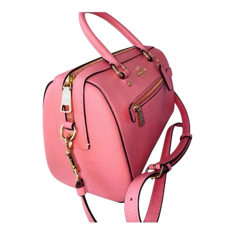 Coach Rowan Satchel Crossgrain Leather Pink Crossbody Bag Style 79946 - Picture 1 of 7
